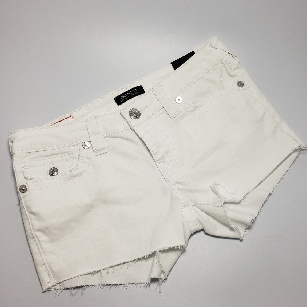 TRUE RELIGION short New, joey cut-off low Rise, white, denin
